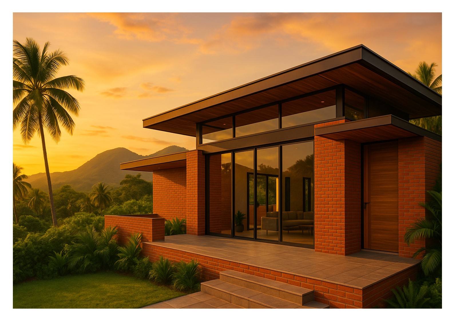 Villa au coucher du soleil
